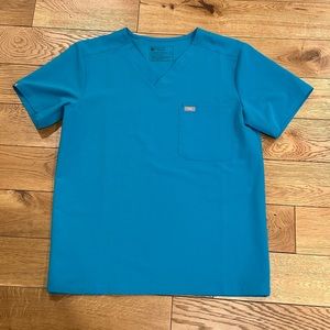 FIGS Leon Three Pocket Scrub Top Teal Size Medium